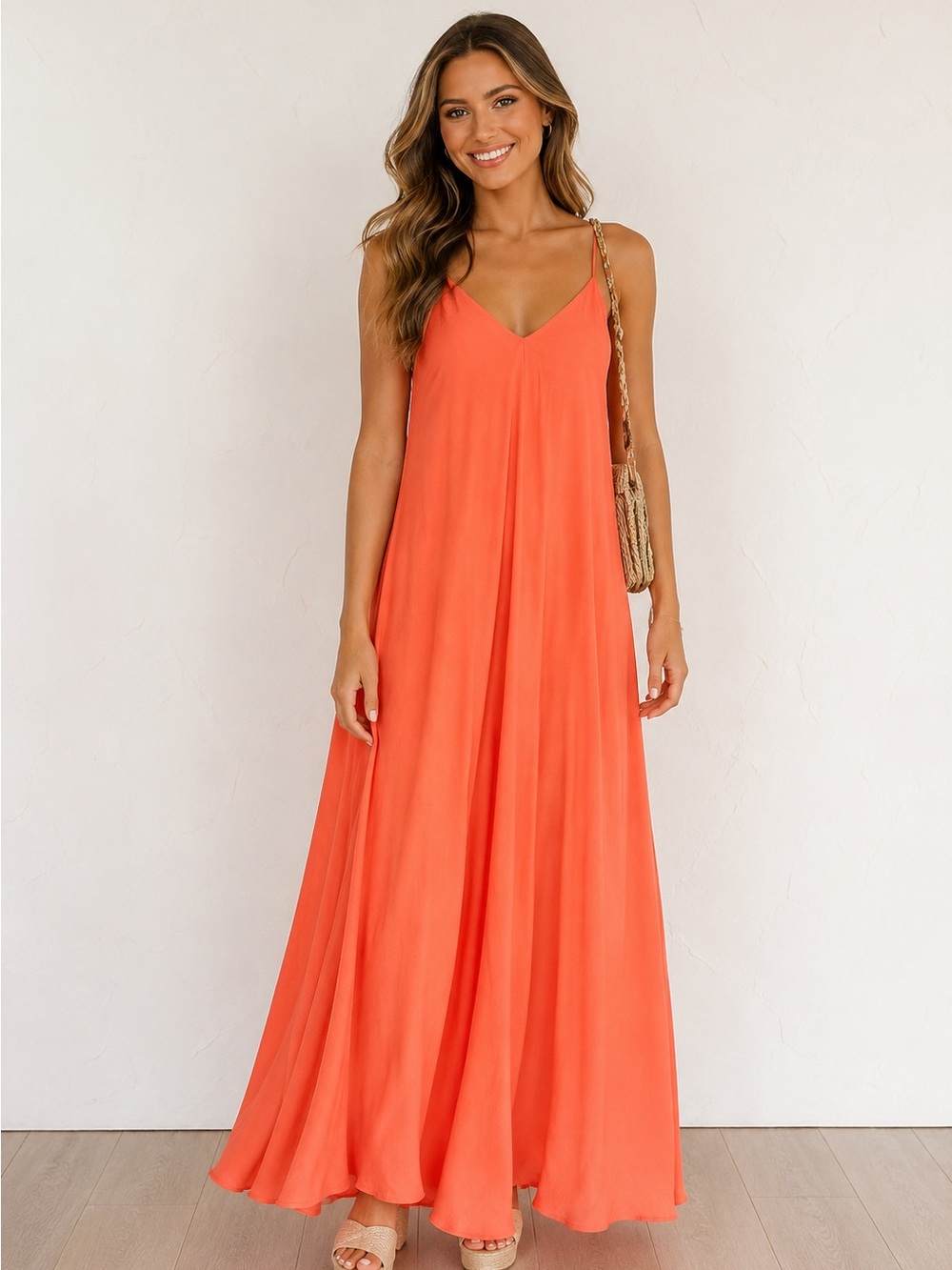 Impressions Boutique EASY ON ME MAXI IN DARK TANGERINE